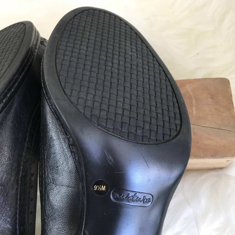 NURTURE Black “Sally” Leather Peep Toe Heel Sz 9.5 - Picture 6 of 6
